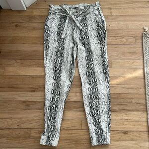 Snakeskin Print Linen Pants